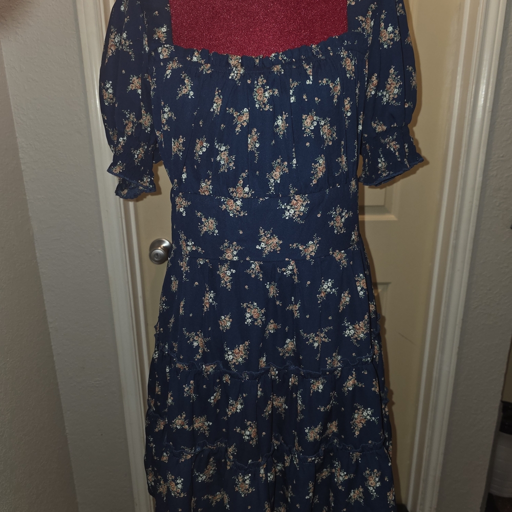 Trixxi Navy Floral Midi Dress